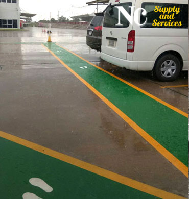 รับตีเส้นจราจร ตีเส้นในโรงงาน งานสัญลักษณ์จราจร